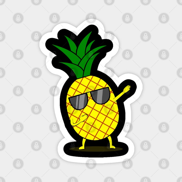 Dabbing Yellow Pineapple DAB Funny Dancing Fruit Magnet by Dustwear Design