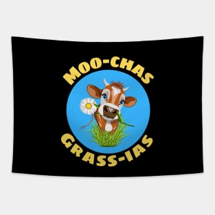 Moo-chas Grass-ias | Cow Pun Tapestry