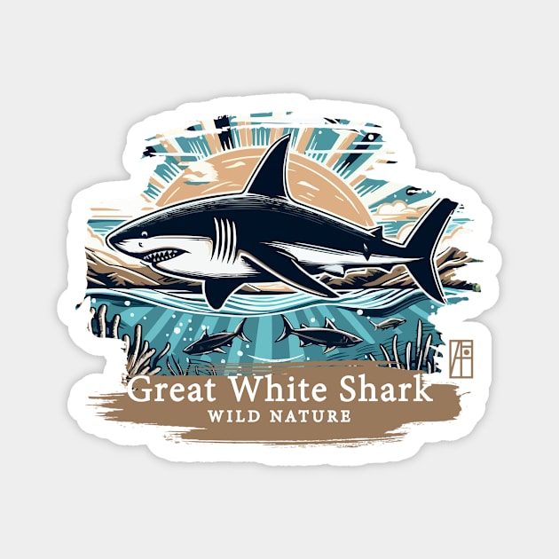 Great White Shark - WILD NATURE - GREAT WHITE SHARK -1 Magnet by ArtProjectShop