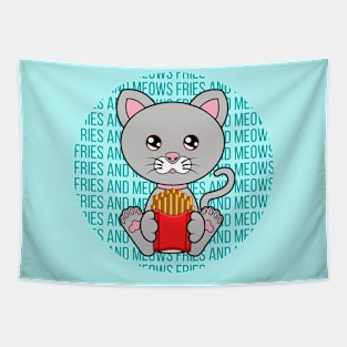 All I Need is fries and cats, fries and cats, fries and cats lover Tapestry