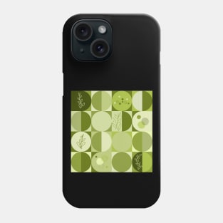 repeating geometry pattern, squares and circles, ornaments, green color tones Phone Case