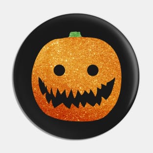 Happy Halloween Orange Glitter Pumpkin Pin