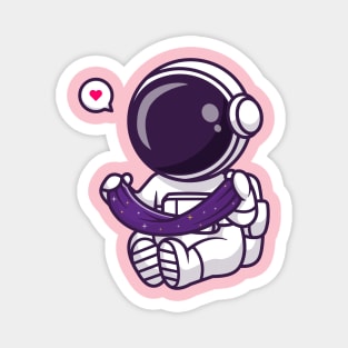 Cute Astronaut With Space Slime Cartoon Magnet