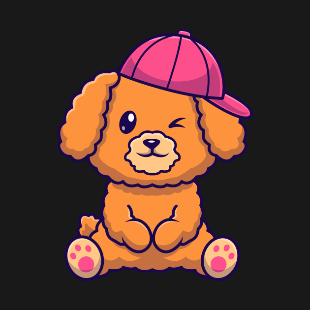 Cute Poodle Dog Sitting With Hat Cartoon by Catalyst Labs