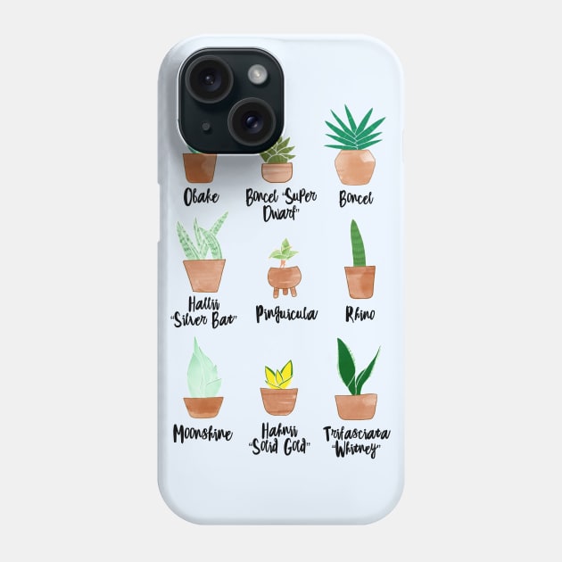 Sansevieria Cultivars (White) Phone Case by Jyuly