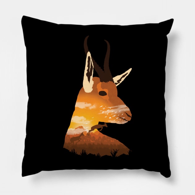 Springbok landscape Pillow by Jackson Lester