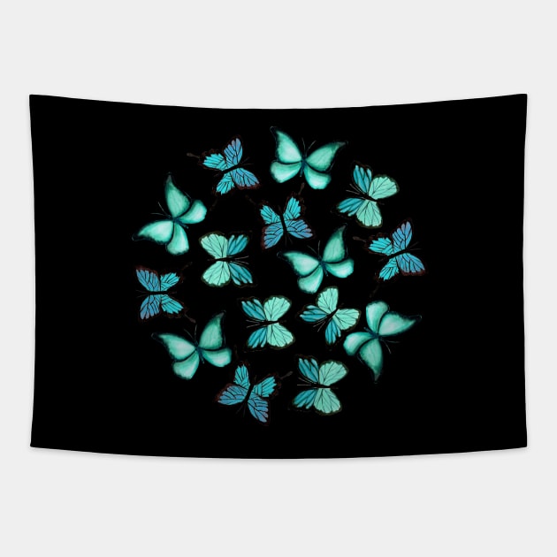 Blue butterflies Tapestry by JuliaBadeeva