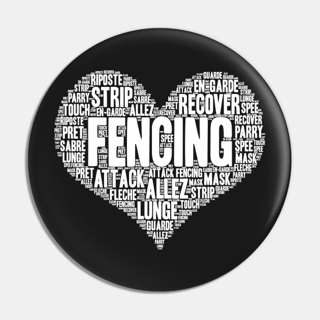 Fencing Heart Saber Epee Fence Gift product Pin by theodoros20