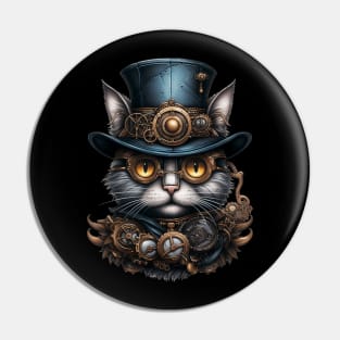 Cat Halloween Steampunk for Cat Lover Pin