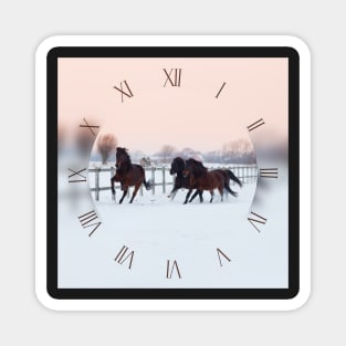 Galloping horses, winter time Magnet