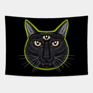 3 eyed Black cat Tapestry