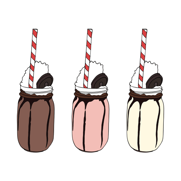 Milkshake Illustration Pack Chocolate, Strawberry Vanilla Shake by murialbezanson