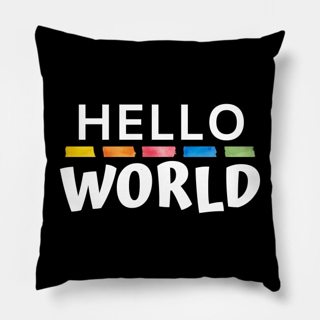 Hello World WP Joke (white) Pillow by Mey Designs