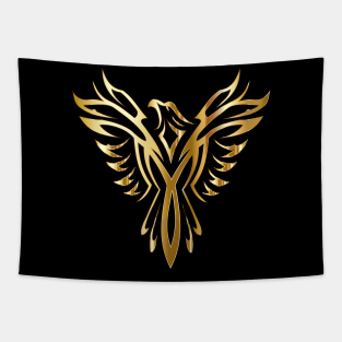 Legendary Phoenix Bird Golden Fantasy Tattoo Tapestry