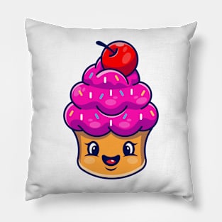 Cute cup cake cartoon character Pillow