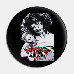 Horror night with haunted doll Pin