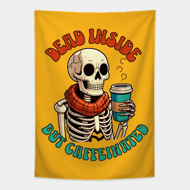 Dead but caffeinated Tapestry by BobaTeeStore