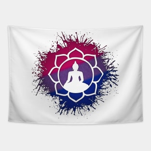 Paint Splatter Bisexual Pride Flag Lotus Symbol Tapestry