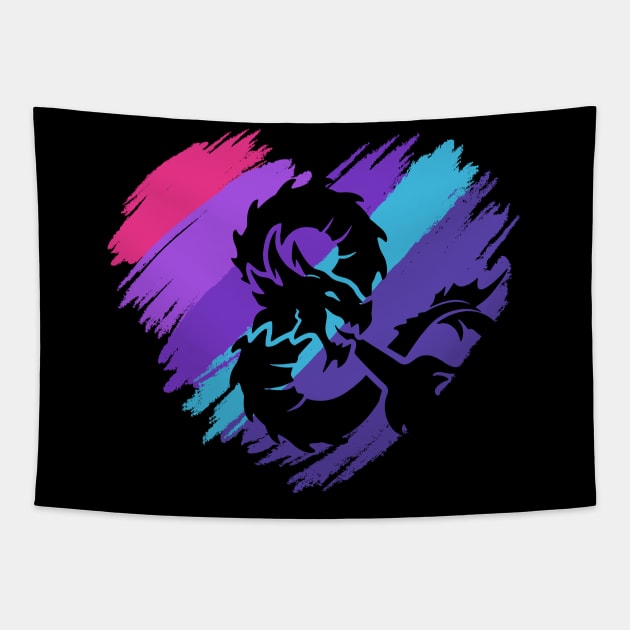 Cyberpunk Dragon Heart Tapestry by OfficialTeeDreams