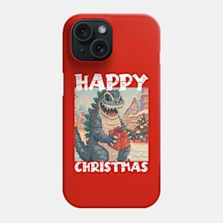 Happy Christmas with Godzilla - 4 Phone Case