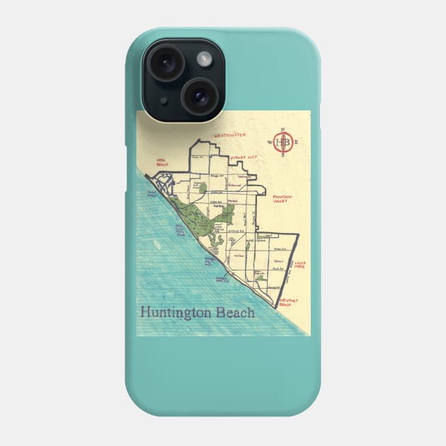 Huntington Beach Phone Case by PendersleighAndSonsCartography