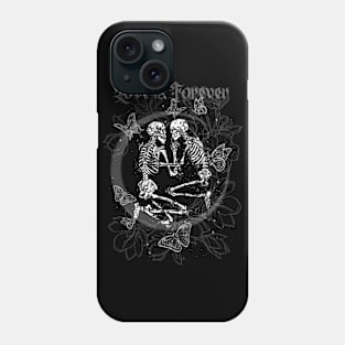 Love is Forever - Eternal Love, Dark Romance, Dark Valentine, Skeletons in Love, Tarot, Lovers, Spring, Flowers and Butterflies Sticker Phone Case