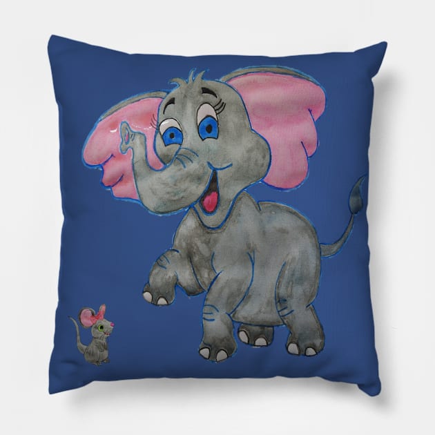 The Elephant and the Mouse Pillow by ABY_Creative