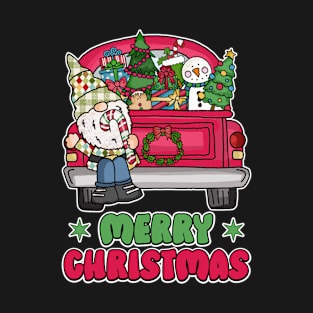 Cute Gnome Xmas Retro Truck, Merry Christmas, Gifts for Boys Girls, Funny T-Shirt