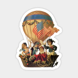 Vintage Hot Air Balloon with Children, Safe Journey Magnet