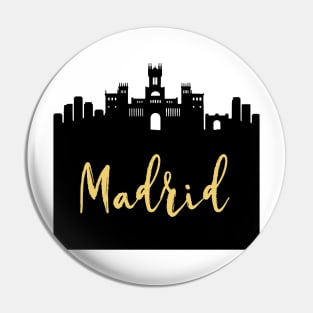 MADRID SPAIN DESIGNER SILHOUETTE SKYLINE ART Pin