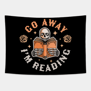 Go Away I'm Reading - Skeleton Reading Book Halloween Tapestry