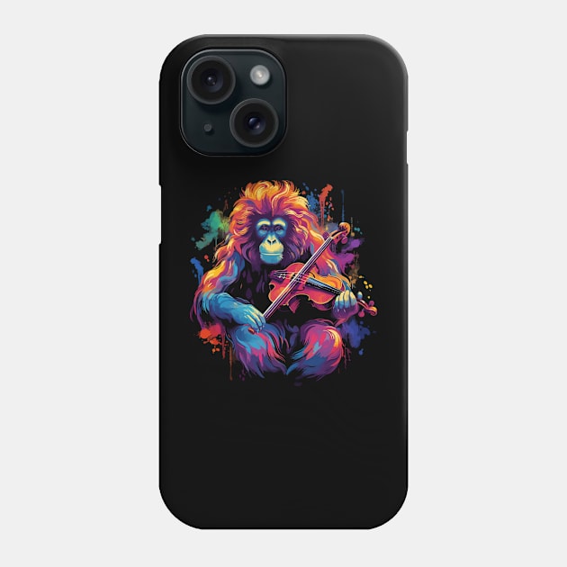 Snow Monkey Playing Violin Phone Case by JH Mart