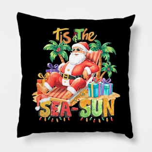 Christmas Summer  Beach Santa Tis the Sea-Sun Pillow