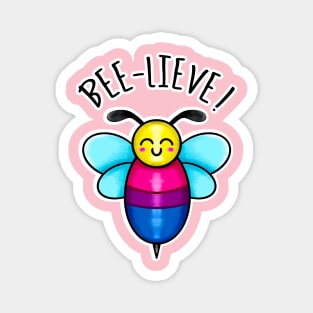 Kawaii LGBT Bee-lieve. Bisexual Pride Flag Magnet