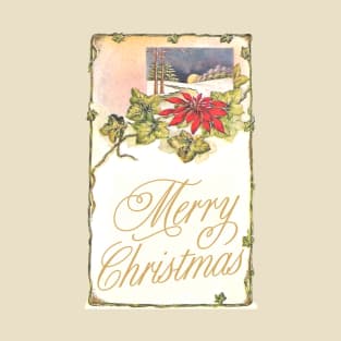 CLASSIC CHRISTMAS CARD VINTAGE HOLLY MERRY CHRISTMAS T-Shirt