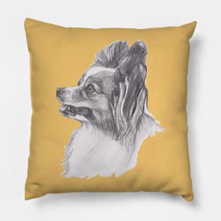 Classic Papillon Dog Profile Drawing Pillow