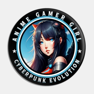 Anime Gamer Girl Cyberpunk Evolution Pin