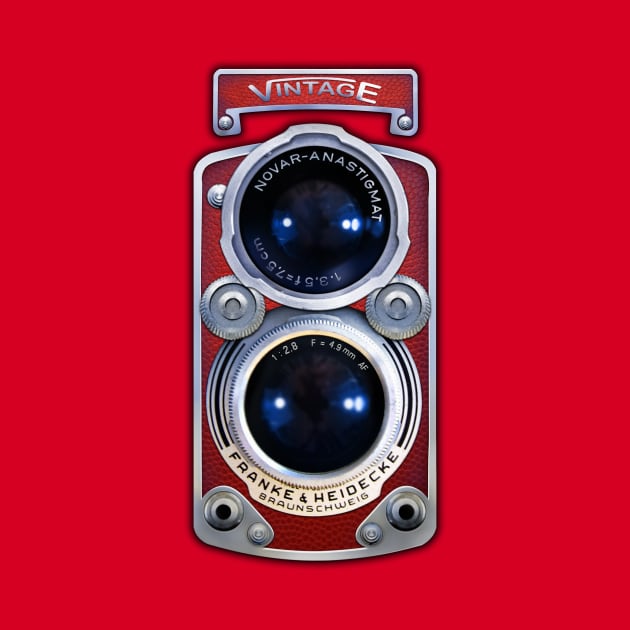 Classic Retro vintage RED chrome double lens camera by Dezigner007