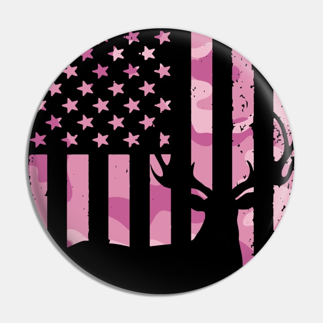 Camo Deer Hunting Flag Pin by Etopix