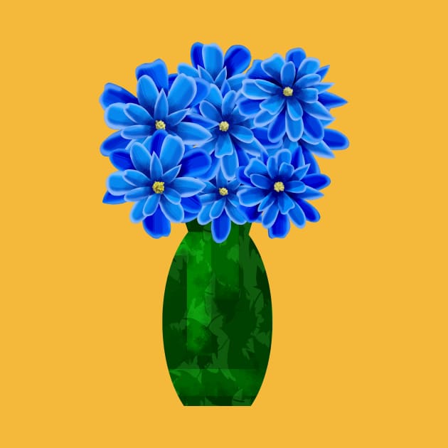 Vase of Blue Flowers by Scratch