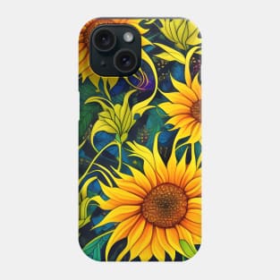 Sunflowers and Leaves Phone Case