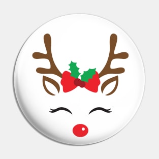 Cute Christmas Reindeer Face Pin