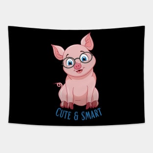 Cute and Smart Cookie Sweet little pink piggy in glasses cute baby outfit Tapestry