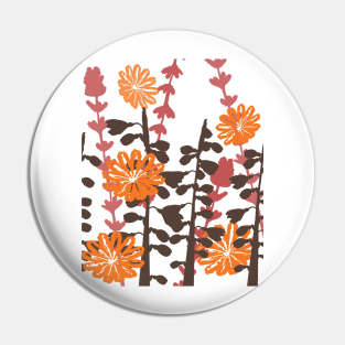 Orange Floral Pattern Pin