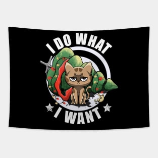 I Do What I Want Funny Cat Dad Cat Moms Christmas Cat Lovers Tapestry