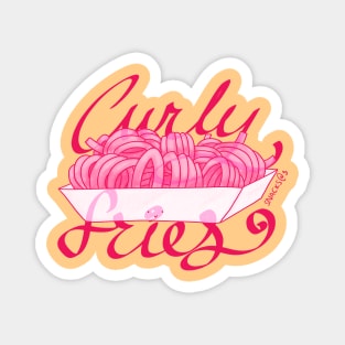 Curly Fries Words in PINK Magnet