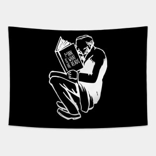 'Man Is What He Reads' Education For All Shirt Tapestry