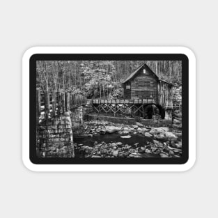 Glade Creek Grist Mill - Black & White Magnet