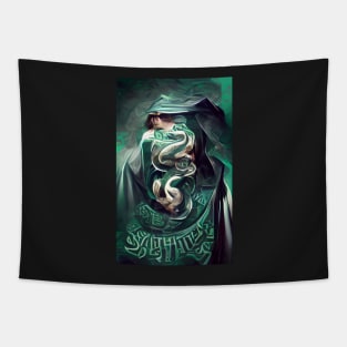 Emerald green snake flag print Tapestry