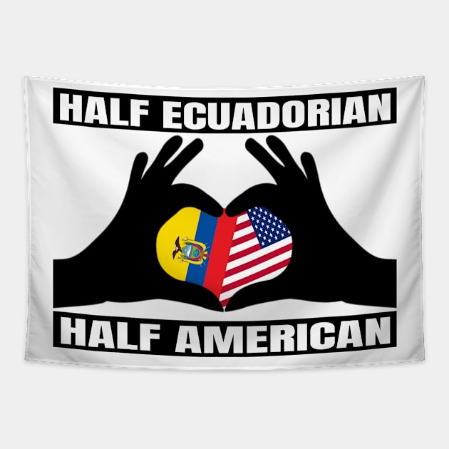 Half American Half Ecuadorian Heritage Ecuador Roots & USA DNA Family Flag Design Tapestry by OriginalGiftsIdeas